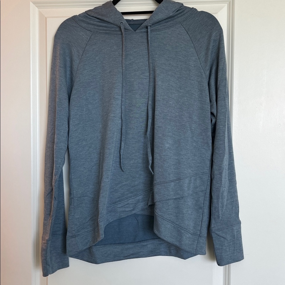Blue Hooded Athletic Sweatshirt